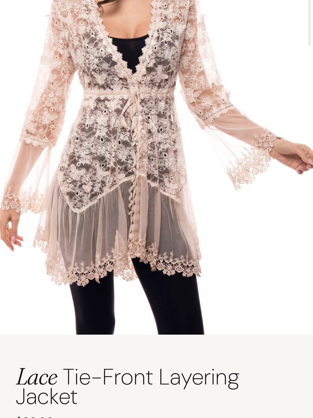 Y2K Adore me Lace Tie-Front Layering Jacket -